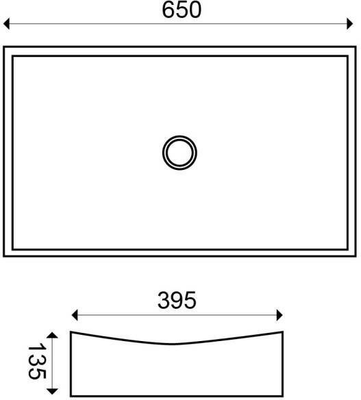 Wiesbaden Slide wasbak 65 5 x 39 5 x 13 5 cm glans wit