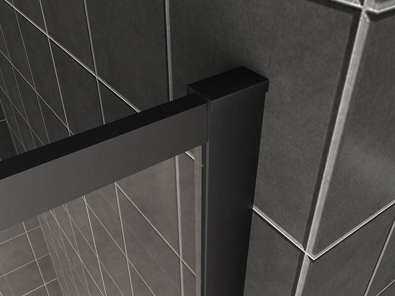 Wiesbaden Square inloopdouche 800x2000 10mm nano helder glas mat zwart