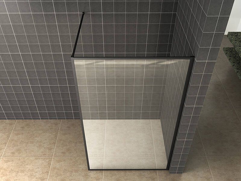 Wiesbaden Square inloopdouche 900x2000 10mm nano helder glas mat zwart