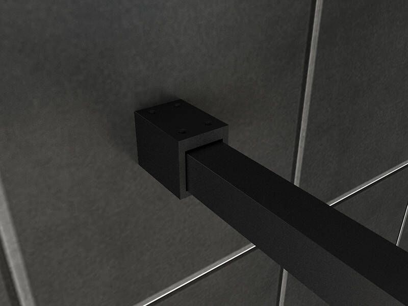 Wiesbaden Square inloopdouche 900x2000 10mm nano helder glas mat zwart