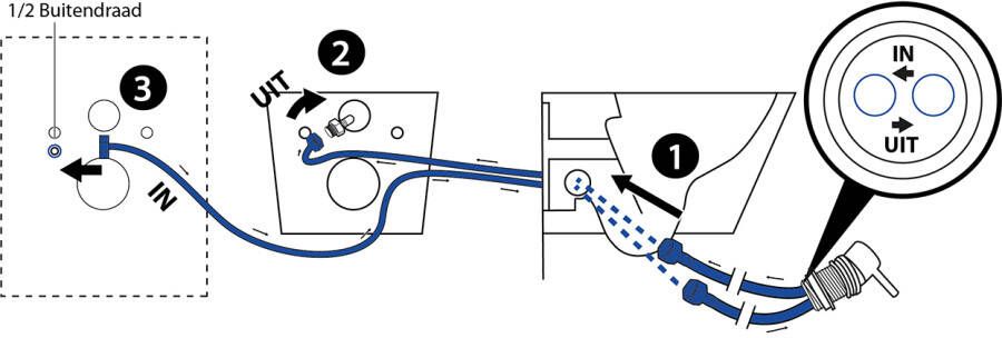 Wiesbaden Stereo wandcloset rimless met bidetkraan koudwater losse knop