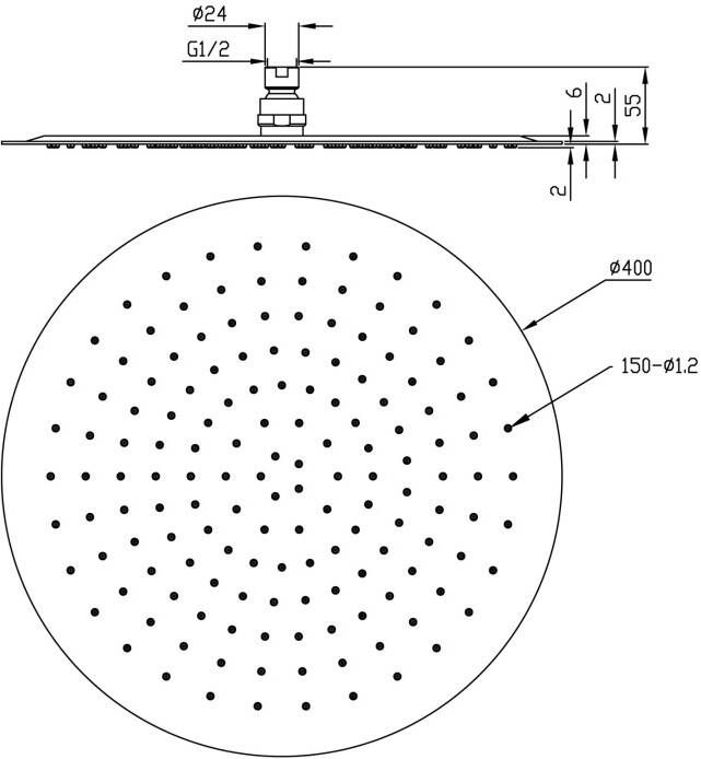 Wiesbaden UFO Luxe hoofddouche rond 400mm Ultra plat chroom