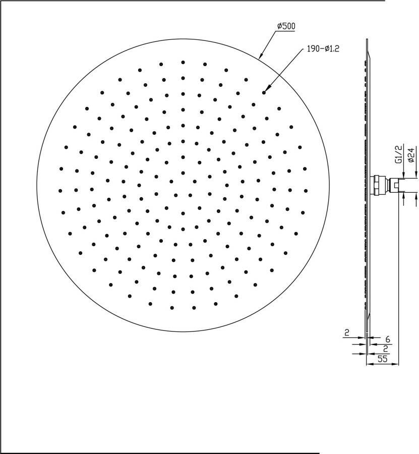 Wiesbaden UFO Luxe hoofddouche rond 500mm Ultra plat chroom