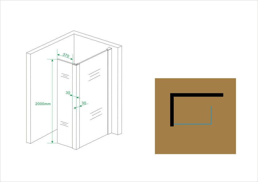 Wiesbaden Zijpaneel 40 x 200 cm met hoekprofiel voor inloopdouche chroom 10 mm NANO