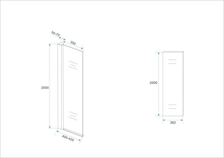 Wiesbaden zijwand + muurprofiel 400x2000 10mm NANO glas