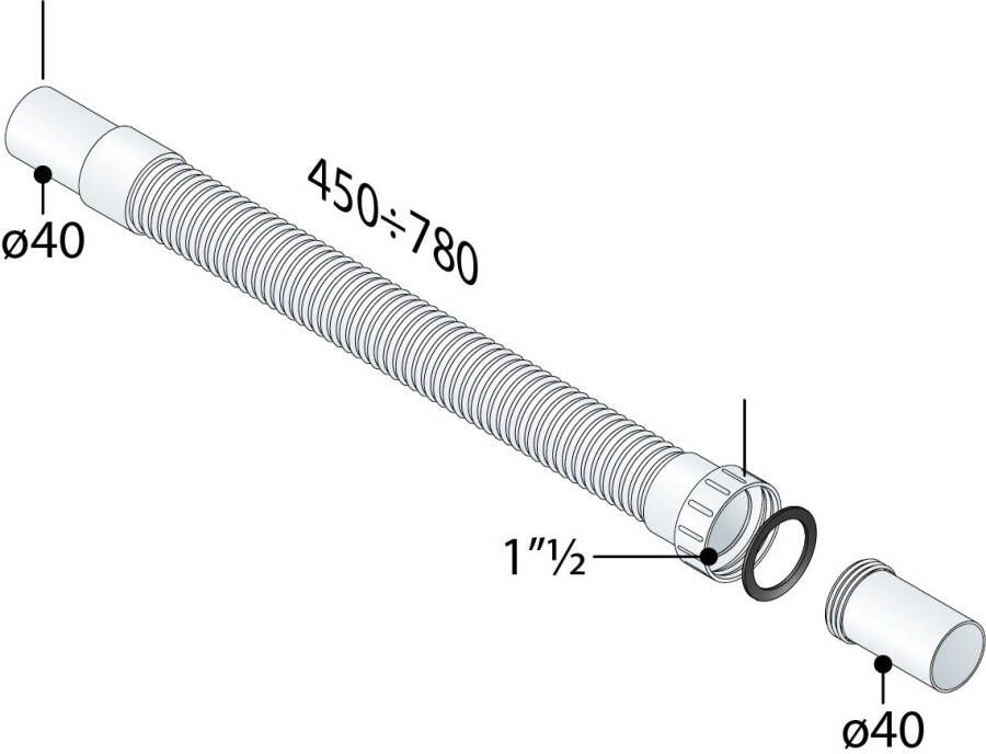 Xellanz Flexibele buis Moduloflex 6 4&apos;&apos;x40 mm lengte 45-78 cm