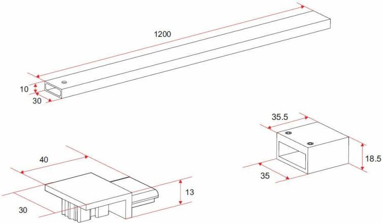 Xellanz Horizon stabilisatiestang 120cm voor inloopdouche mat zwart