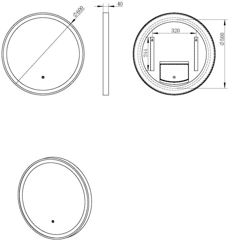 Xellanz Lista Nera spiegel rond met LED verlichting dimbaar 60 cm mat zwart