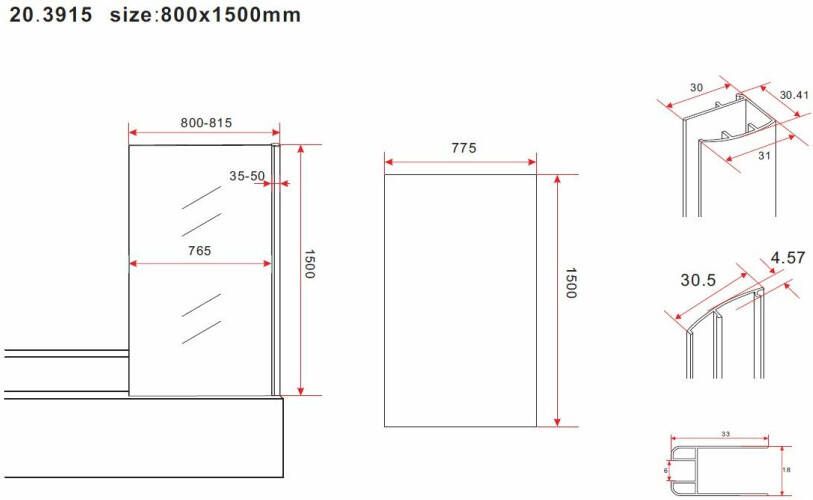 Xellanz vaste badwand 800 (800-815) x 1500 mm 6mm NANO