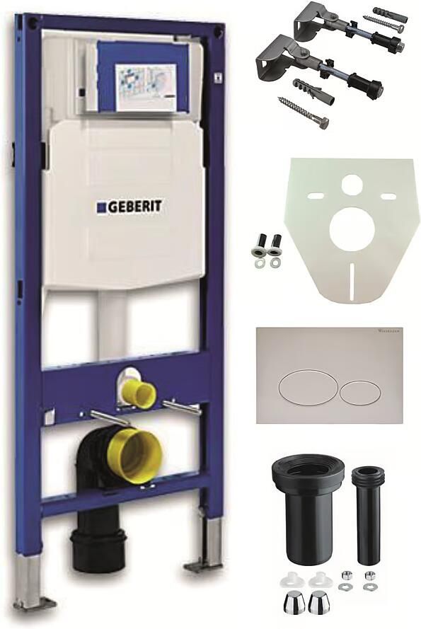 Geberit Duofix Element voor wand wc drukplaat wit glans Sigma inbouwreservoir 12cm UP320 32.4950