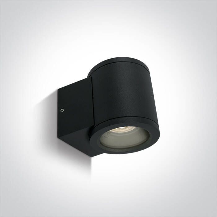 Glovalux Wandspot rond down zwart IP65