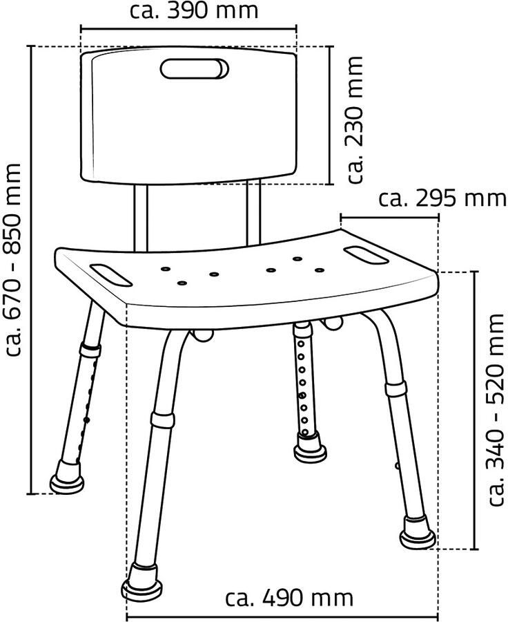 Wiesbaden Badkamerstoel Verstelbaar Ridder Sam Wit - Foto 5
