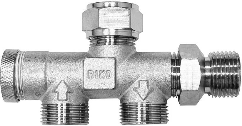Riko 4-weg verdeler ½” x knel 15mm x 2 X M22 verkeerd