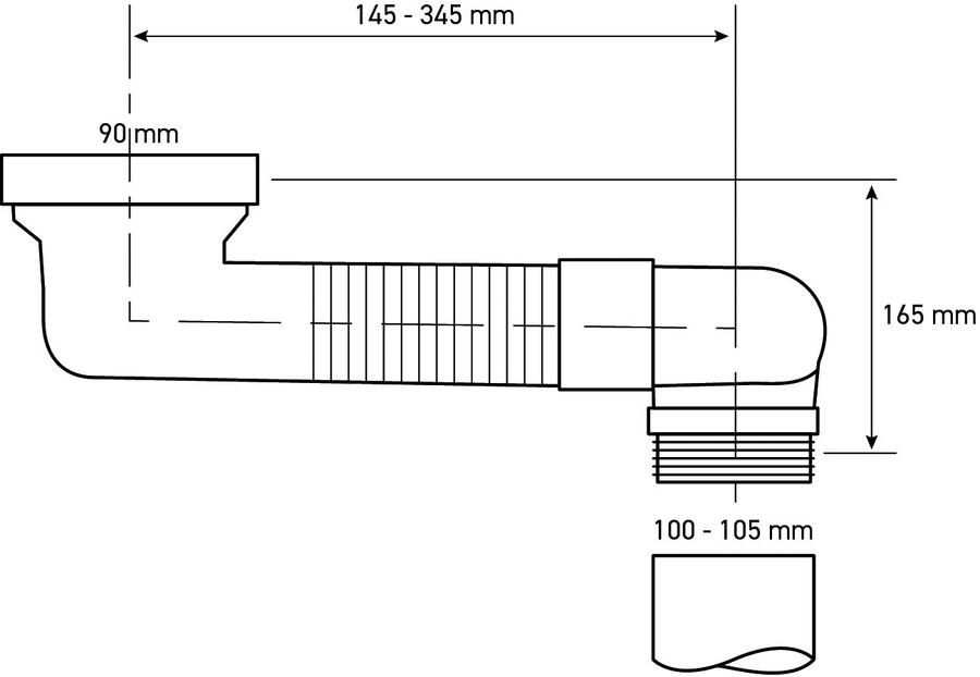 Riko Sprongbocht verstelbaar 15-35cm inbouwhoogte 80 mm 90-110mm aansluitingen 32.3965 - Foto 2