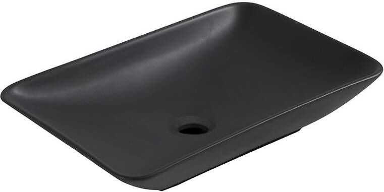 Wiesbaden Waskom Karu | 58x36x11.5 cm | Keramiek | Vrijstaand | Rechthoekig | Zwart mat - Foto 3