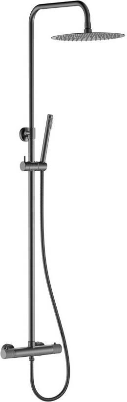 Wiesbaden Ribbd thermostatische regendoucheset opbouw gunmetal