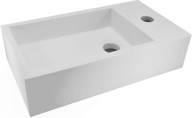 Wiesbaden Solid surface fontein rechts 40 x 22 x 10 cm mat wit