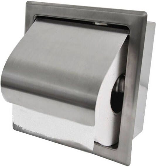 Wiesbaden enkele inbouw toiletrolhouder inclusief klep 304 RVS - Foto 4