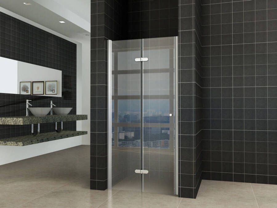 Wiesbaden vouwbare nisdeur 800x2000 links 8mm NANO glas