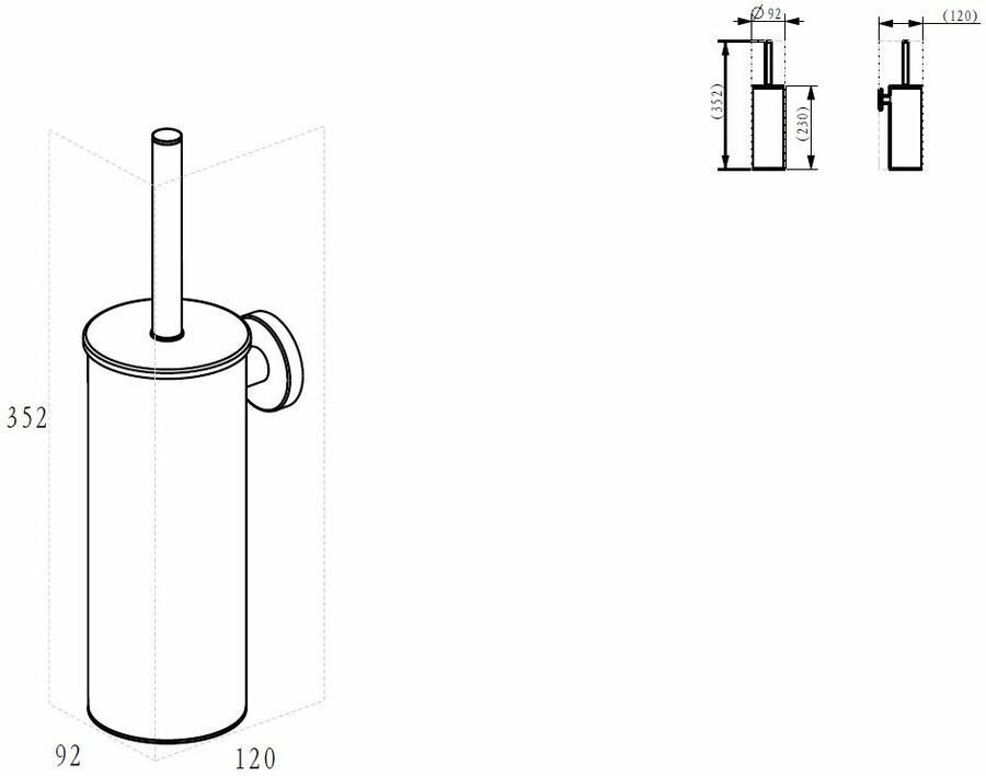 Wiesbaden Alonzo toiletborstel met houder voor wandmontage 35 2 x 9 2 x 12 cm mat zwart - Foto 1