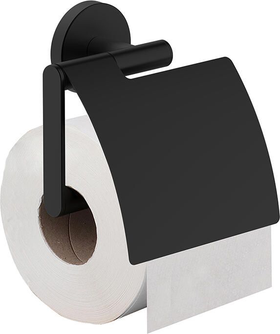 Wiesbaden Alonzo toiletrolhouder met klep 14 2 x 12 8 x 5 6 cm mat zwart - Foto 3