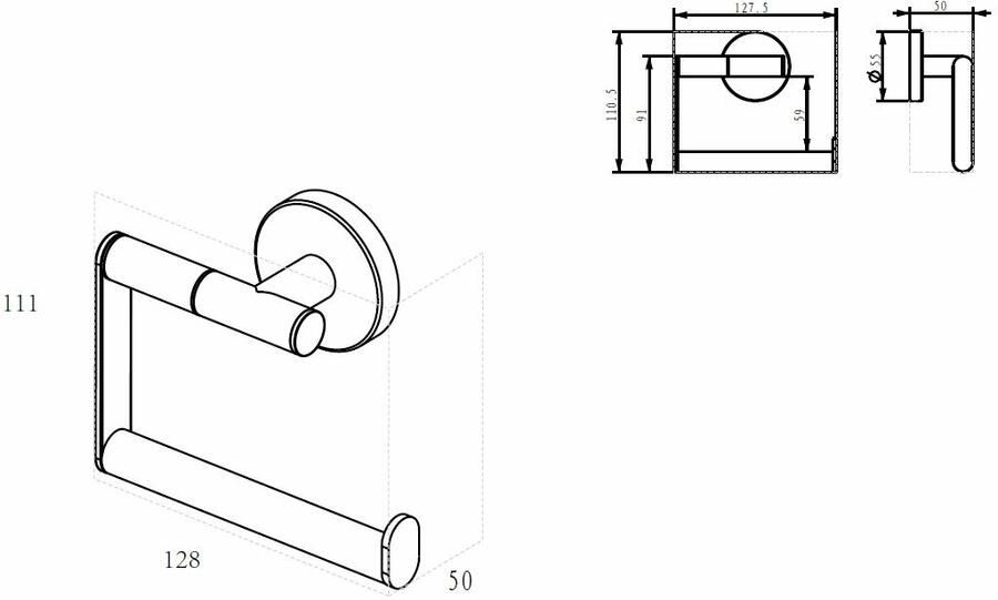 Wiesbaden Alonzo toiletrolhouder zonder klep 11 x 12 7 x 5 cm mat zwart