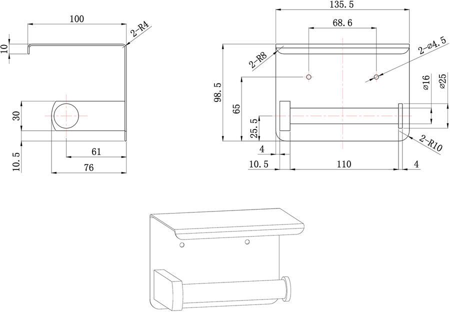 Wiesbaden Brush toiletrolhouder mat zwart 24.2840