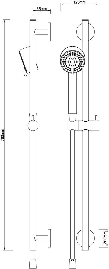 Wiesbaden Cadans glijstangset compleet met handdouche en doucheslang chroom - Foto 6