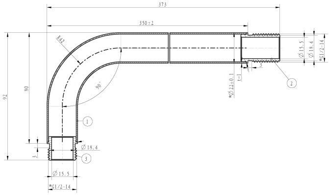 Wiesbaden Caral luxe douche-arm rond muurbevestiging 35 cm mat zwart