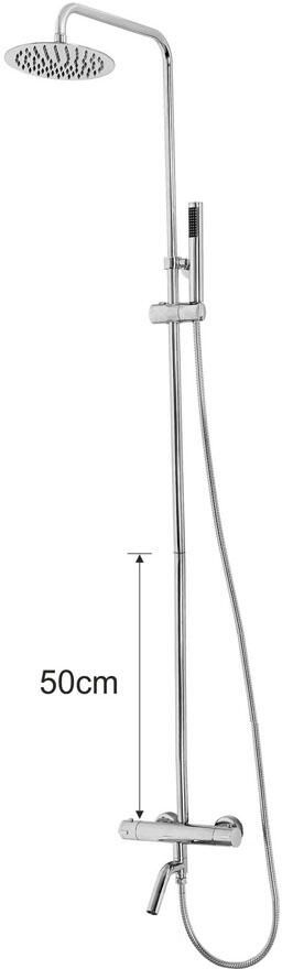 Wiesbaden Badset Megan Opbouw Rond Chroom Thermostaatkraan Glijstang Regendouche Handdouche met Onderuitloop - Foto 6