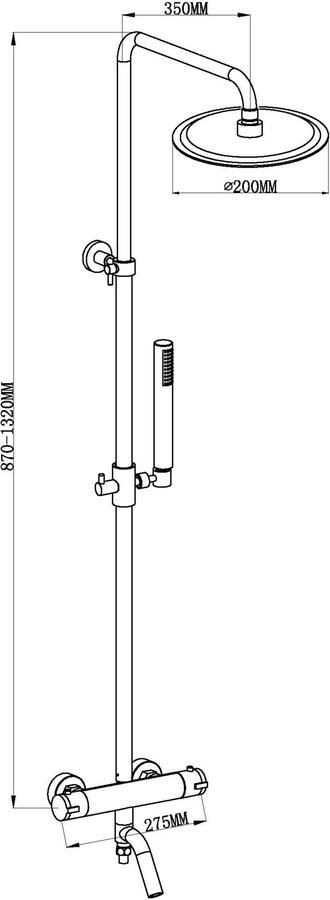 Wiesbaden Badset Megan Opbouw Rond Chroom Thermostaatkraan Glijstang Regendouche Handdouche met Onderuitloop - Foto 4