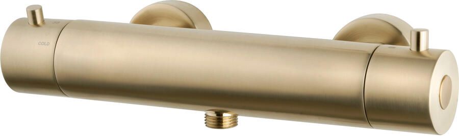 Wiesbaden Douchekraan Cool Touch | Opbouw | Thermostaatkraan | 1-weg | hoh 15 cm | 2-knops | Rond | Geborsteld messing PVD - Foto 2
