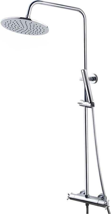 Wiesbaden Regendouche set Cross | Opbouw | Thermostaatkraan | 2-weg | Rond | Chroom - Foto 2