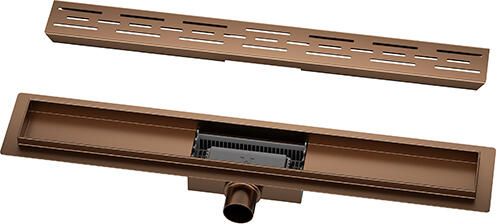 Wiesbaden Douchegoot Geborsteld Koper FLENS 90 CM met Uitneembaar Sifon + Uitneembaar Haarfilter - Foto 4