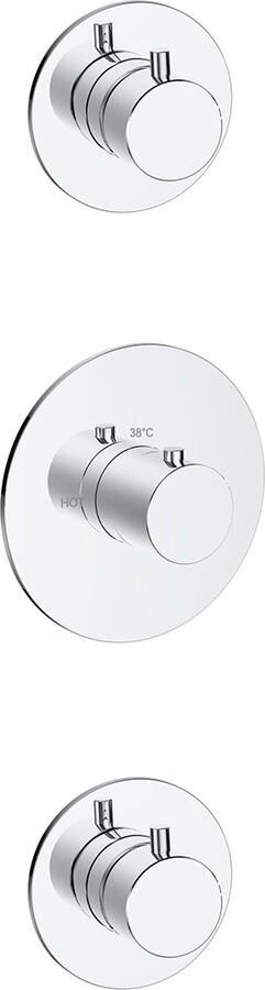 Wiesbaden Douchekraan Inbouw Platinum Dreams Afbouwdeel Thermostatisch met 2 Stopkranen Glans Chroom - Foto 7