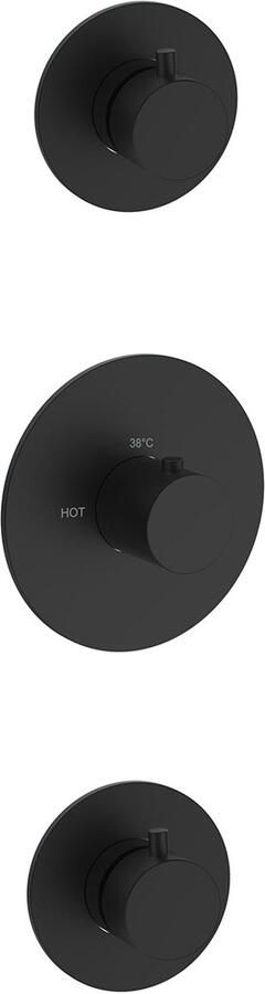 Wiesbaden Douchekraan Inbouw Platinum Dreams Afbouwdeel Thermostatisch met 2 Stopkranen Mat Zwart - Foto 3