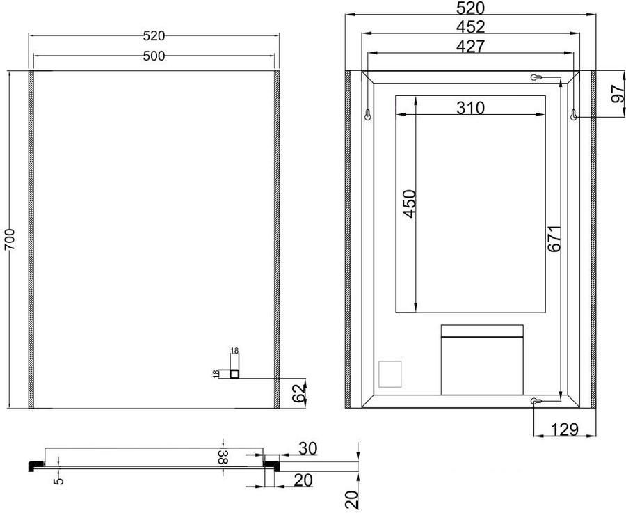 Wiesbaden Badkamerspiegel Duo | 50x70 cm | Rechthoekig | Directe en indirecte LED verlichting | Touch button | Met verwarming