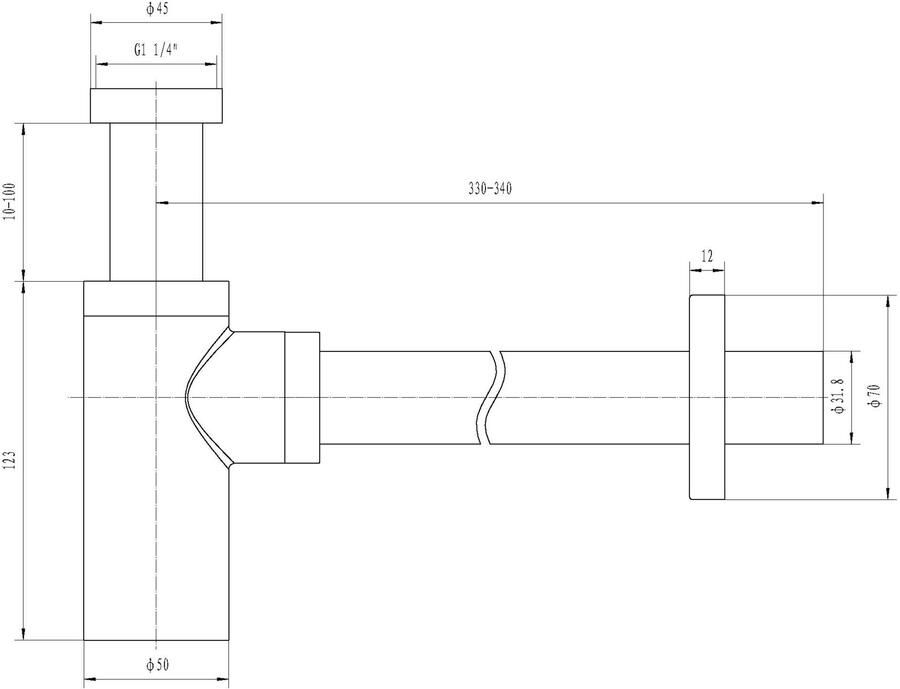 Wiesbaden Xellanz Wiesbaden Eco Design sifon laag 11 4" chroom