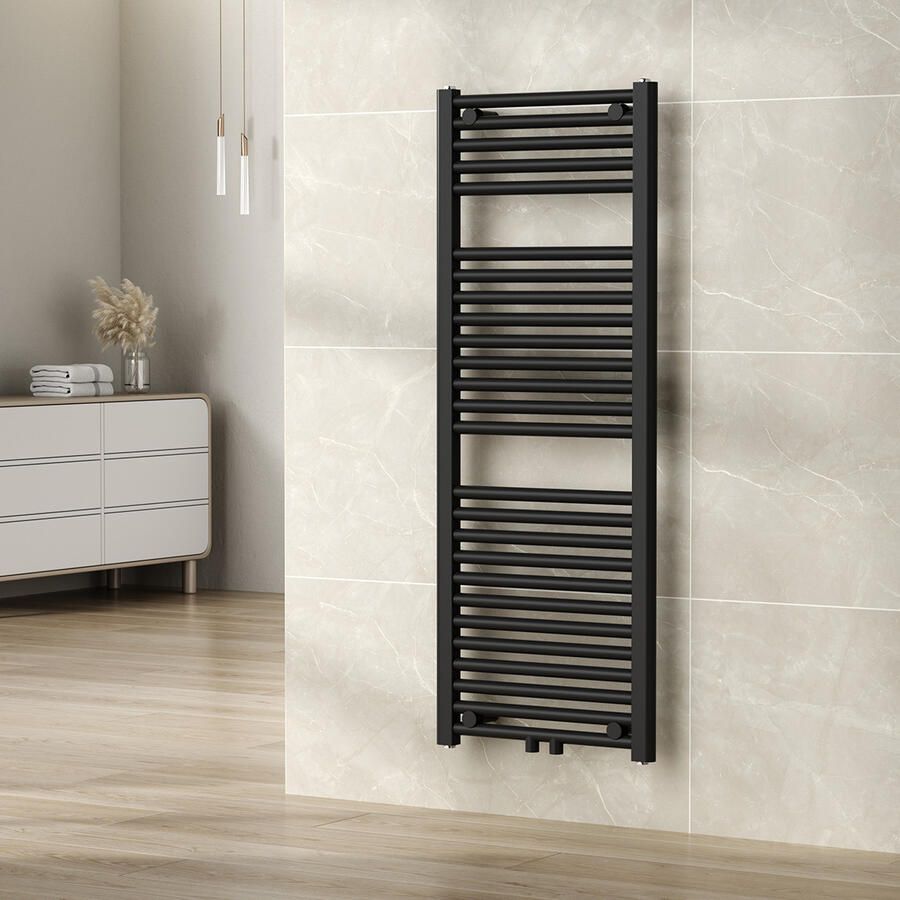 Wiesbaden Radiator Elara 118 5x45 cm Midden-Onder Aansluiting Mat Zwart (538 Watt) - Foto 6
