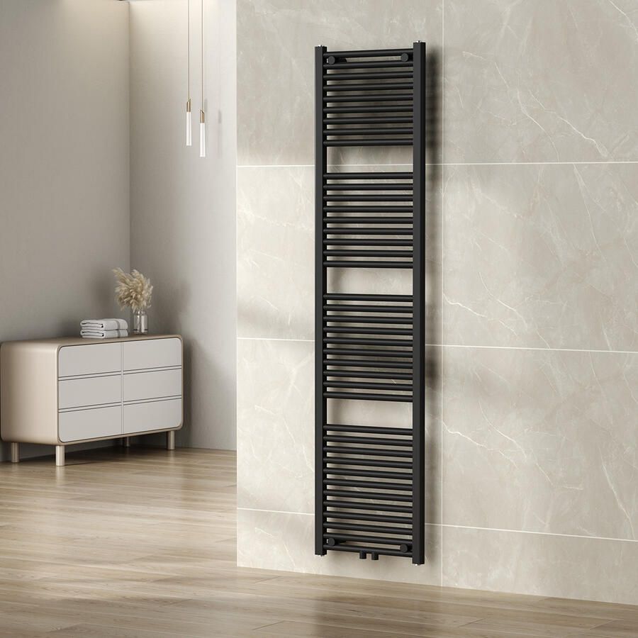 Wiesbaden Radiator Elara 118 5x45 cm Midden-Onder Aansluiting Mat Zwart (538 Watt) - Foto 8