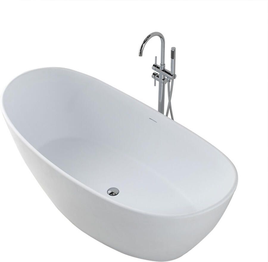 Wiesbaden Vrijstaand bad Eva | 180x84 cm | Incl.Afvoer-Wit | Sleuf overloop | Solid surface | Mat wit - Foto 4