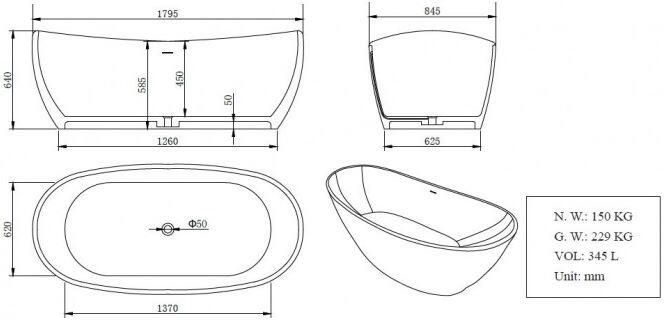 Wiesbaden Vrijstaand bad Eva | 180x84 cm | Incl.Afvoer-Wit | Sleuf overloop | Solid surface | Mat wit - Foto 7