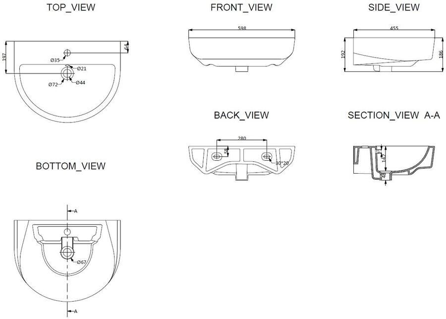 Xellanz Wastafel Hangend Fold Ovaal 60x45x20cm Keramiek Glans Wit 1 Kraangat Overloop - Foto 2
