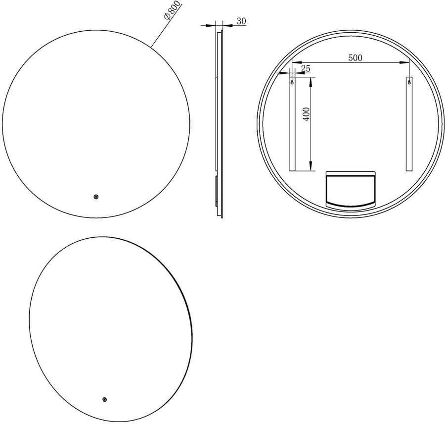 Xellanz Badkamerspiegel Giro Rond 120x120cm Geintegreerde LED Verlichting Touch Schakelaar