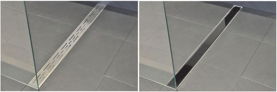 Wiesbaden Douchegoot Los Glasrooster 80x7 cm Glans Zwart t.b.v. RVS 3e Generatie - Foto 5