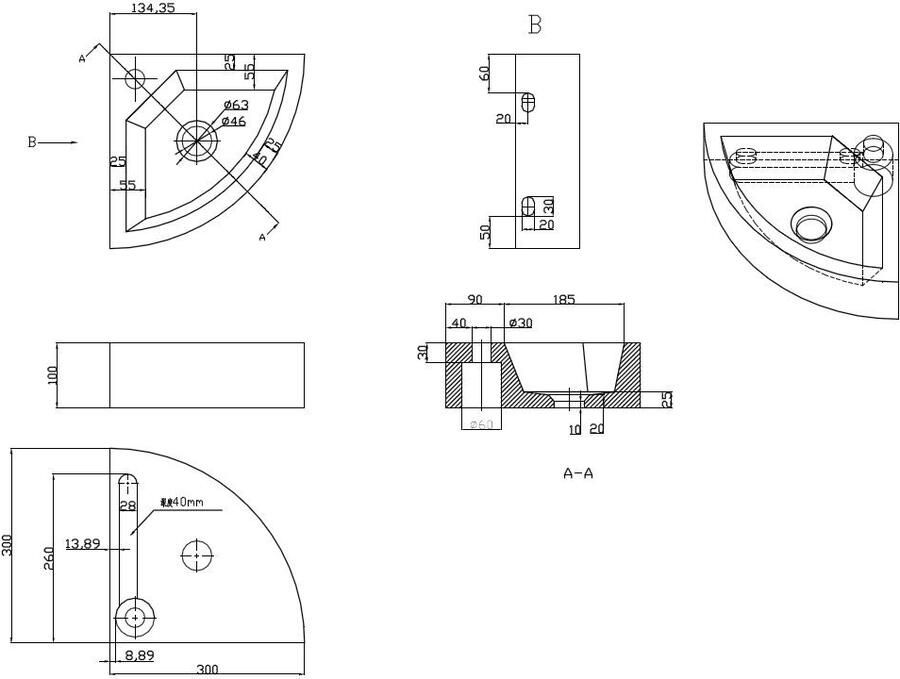 Sub Wiesbaden B-stone hoekfontein met kraangat zonder overloop 30 x 30 cm zwart 39.3503 - Foto 3