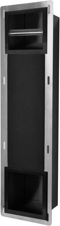 Wiesbaden Toiletrolhouder en Reserverolhouder Inbouw 20.8x74x14.8cm RVS Mat Zwart - Foto 5