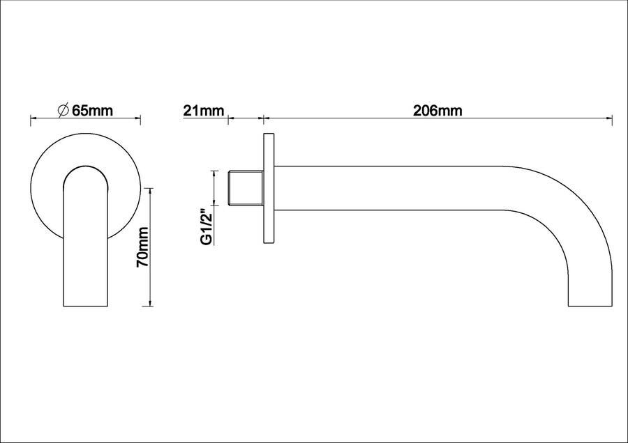 Wiesbaden Caral losse baduitloop met rond rozet 1 2" 20 cm geborsteld brons koper