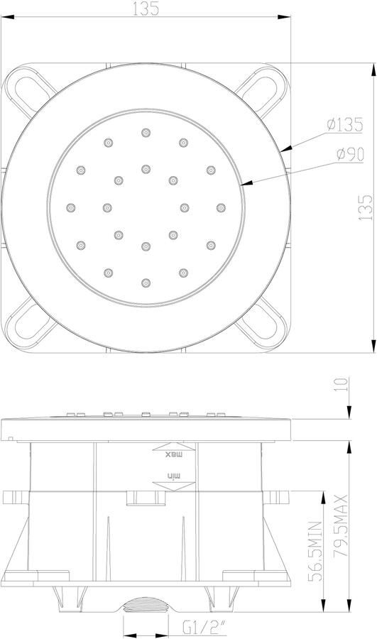Wiesbaden inbouw verstelbare zijdouche rond 135mm ABS chr 29.3850 - Foto 2