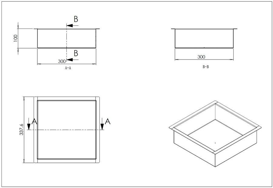 Wiesbaden Demis inbouwnis 30 x 30 x 10 cm RVS 33.4182
